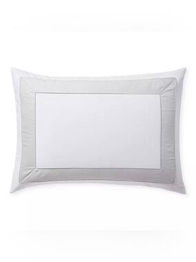 SET OF 2 - Serena & Lily Beach Club Border Percale Standard Pillow Shams in Fog